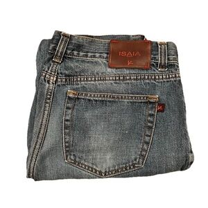 Isaia Napoli Jeans Mens 36 Blue Denim Selvedge Straight Leg Button Fly DJ019-01